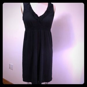 Black Loft jersey dress with ruffles at the neck!